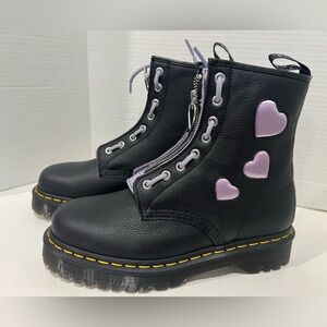 Dr Martens 1460 Zip Heart Lug Sole Boots Womens Size 8 New!